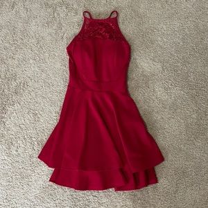 Red lace formal dress